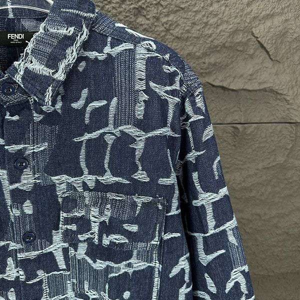 SS24 ★フェンディ「FF」デニムオーバーシャツ 偽物 FW1292AR9NF0UV2